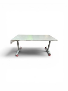 White Folding Training Table with Gray Base and Casters