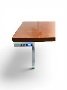 Maple L Shaped Sit-Stand Power Desk with Gray Base