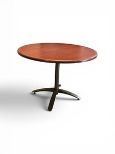 Table Dark Mahogany Laminate Top, Black Arched X-base