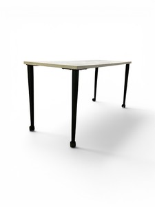 White Training Table Black Metal Legs