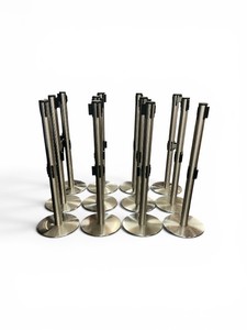Set of 12 stainless steel retractable belt stanchion