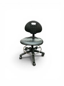 Black Polyurethane Drafting Stool Features an Adjustable Height And Footring Retail $799