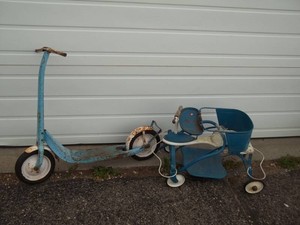 Vintage Scooter and Baby Cart