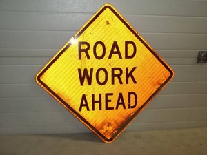 Road Work Ahead Metal Reflective Sign 24