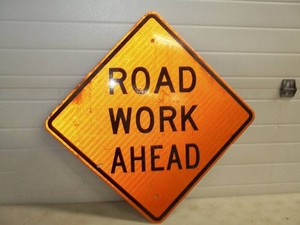 Road Work Ahead Metal Reflective Sign 24