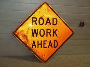 Road Work Ahead Metal Reflective Sign 24