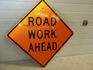 Road Work Ahead Metal Reflective Sign 24