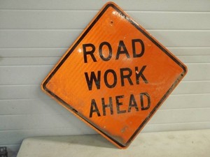 Road Work Ahead Metal Reflective Sign 24