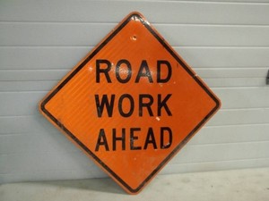 Road Work Ahead Metal Reflective Sign 24