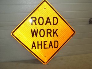 Road Work Ahead Metal Reflective Sign 24