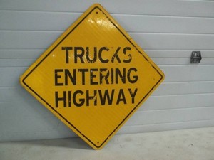 Trucks Entering Highway Metal Reflective Sign 24