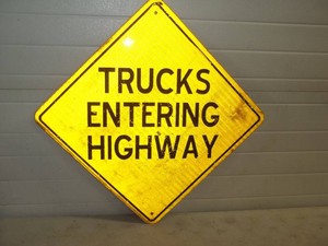 Trucks Entering Highway Metal Reflective Sign 24
