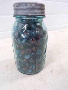 Vintage Marbles in Canning Quart