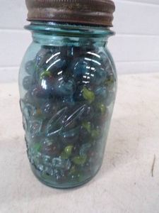 Vintage Marbles in Canning Quart