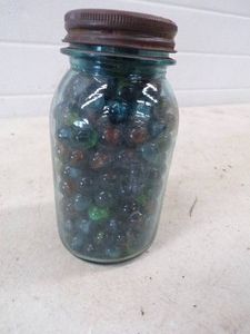 Vintage Marbles in Canning Quart