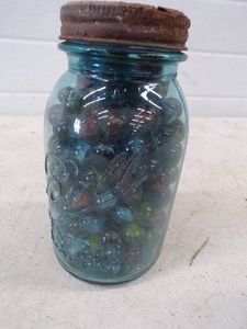 Vintage Marbles in Canning Quart