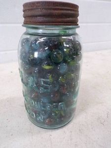 Vintage Marbles in Canning Quart