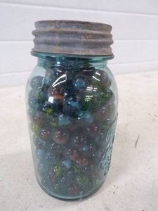 Vintage Marbles in Canning Quart
