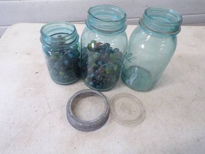 Vintage Marbles with Canning Jars