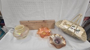 Fenton Butterfly Circular Vase, Carnival Glass Dishes, Basket