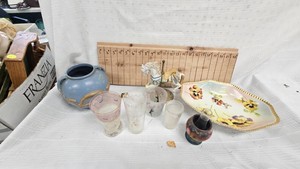 Rumrill Pottery Vase, Serving Dishes and Glasses