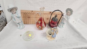 Bisque Porcelain Figgures and PitcherCarafe