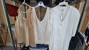 Two Glitzy Evening Tanks-Medium and White Dress Sz 12