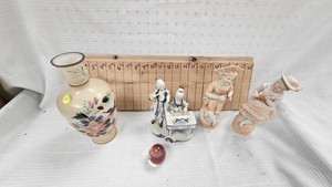 Hand Painted Vase, Porcelain and Bisque Figures