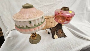 Victorian Banquet Oil Lamp and Hand Painted Lamp