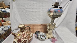 Pink Morning Glory Lamp and Budapest Ewer