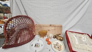 Childs Plate, Doll Wicker Swing, Ring Bearer Pillow