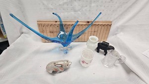 Chalet Glass Bowl, Cast Iron Bank and More