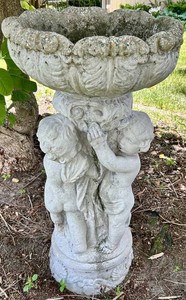 Cement Cherub Pedestal Planter 8 X 37 in