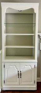 Painted Curio Cabinet With Glass Shelf & Light 32 X 17 X 79 in