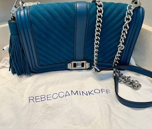 Rebecca Minkoff Blue Quilted Crossbody Bag With Chain Strap