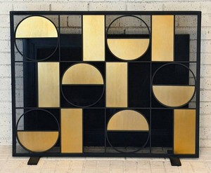 Mid-Century Modern Style Metal Fireplace Screen 38 X 30.5 in