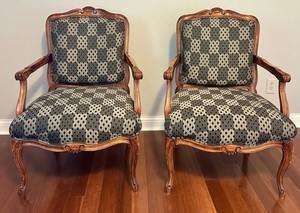 Pair of Upholstered Mahogany Armchairs