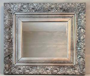 Ornate Silver-Tone Floral Mirror 30 X 33 X 2 Inches