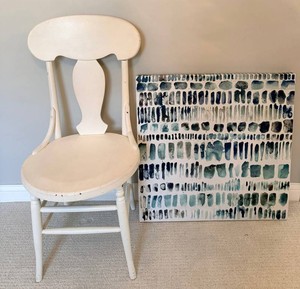 Mixed Lot Painted Chair & Abstract Canvas
