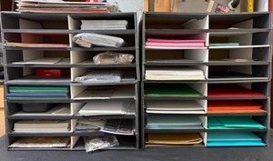 Mixed Paper Craft Supplies in Desktop Organizers