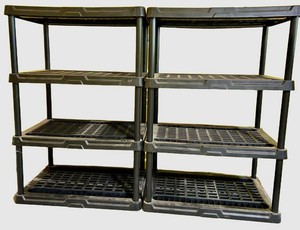 Heavy-Duty Plastic Shelving Units (Lot of 2) 35 X 24 X 54 in Each