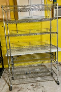 Chrome Wire Rolling Shelf Unit With Locking Wheels