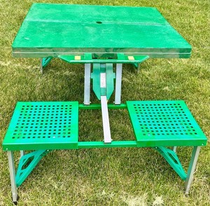 Green Folding Picnic Table With Benches