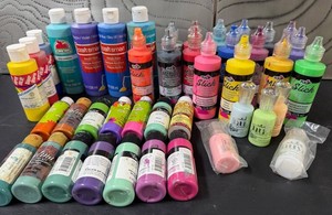 Acrylic & Fabric Paint Bottle Mixed Lot