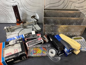 Office Supply Mixed Lot - Staplers, Punch, File Sorter & Calculator
