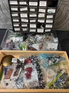 Mixed Glass Beads, Buttons & Jewelry Findings Assortment