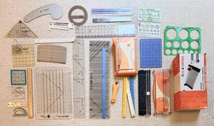 Mixed Lot Drafting Rulers, Templates &amp Paper Trimmers and more