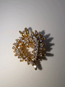 Gold Plated Sterling Silver Cubic Zirconia Cluster Heart Necklace Pendant