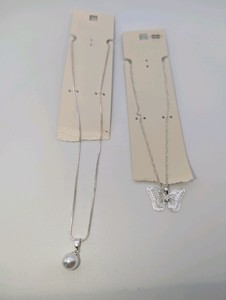 NIB Silver Tone CZ Faux Pearl Necklaces (2)