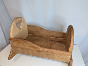Antique wood doll rocking cradle